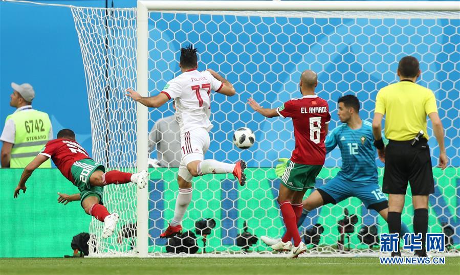 （世界杯）（1）足球――B组：伊朗队胜摩洛哥队